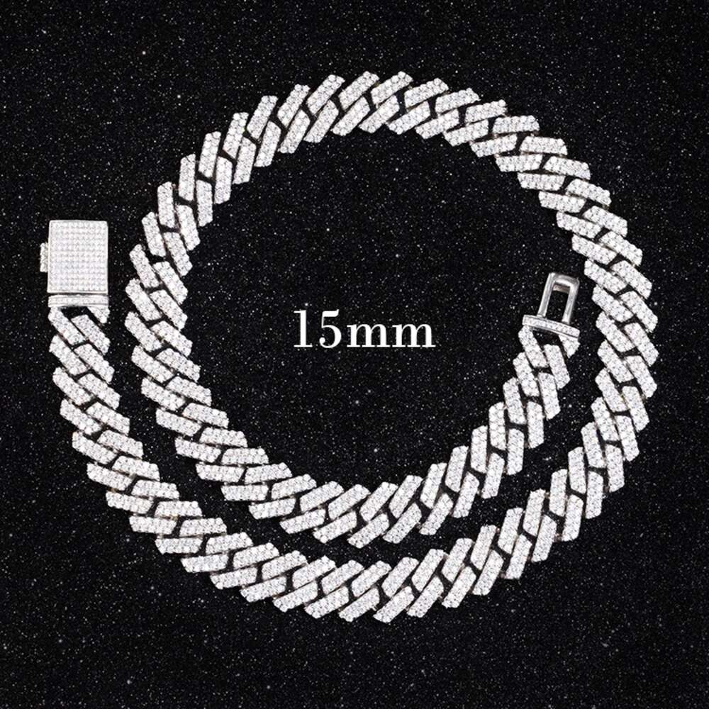 designer chain necklace hip hop jewelry 15mm wide 2rows k chains vvs white gold plated sterg sier cuban bracelets Noble quality