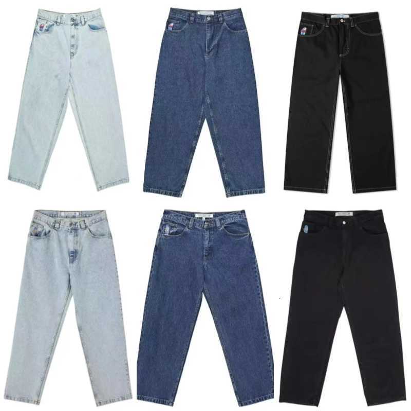Polar Big Boy Jeans Mens Designer Pants Hip Hop Jorts Y2K Trousers Skate Streetwear Retro Denim Cartoon Graphic Embroidery Baggy Loose Fit Clothes Harajuku