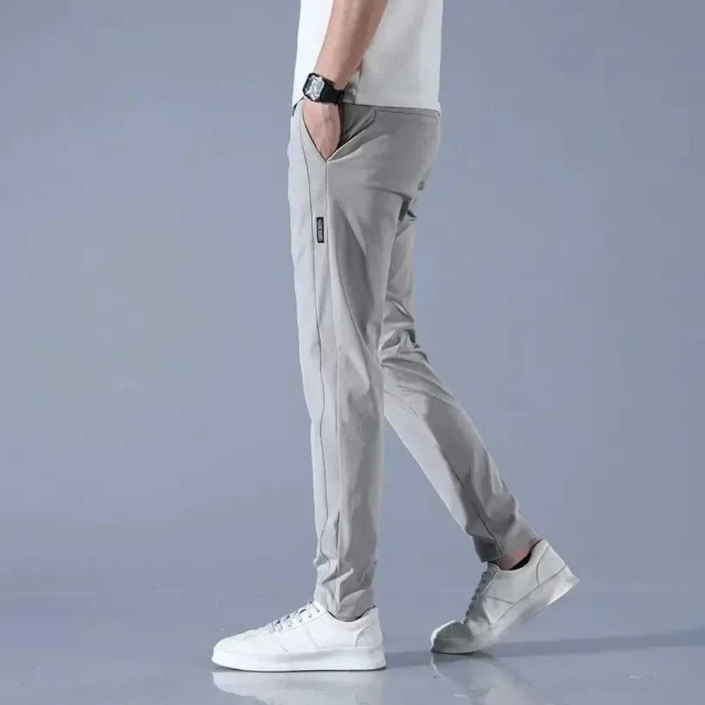 Men's Pants Thin business casual pants outdoor ice silk mens pants 2024 summer new elastic breathable straight leg sports pants Y240513CJCE