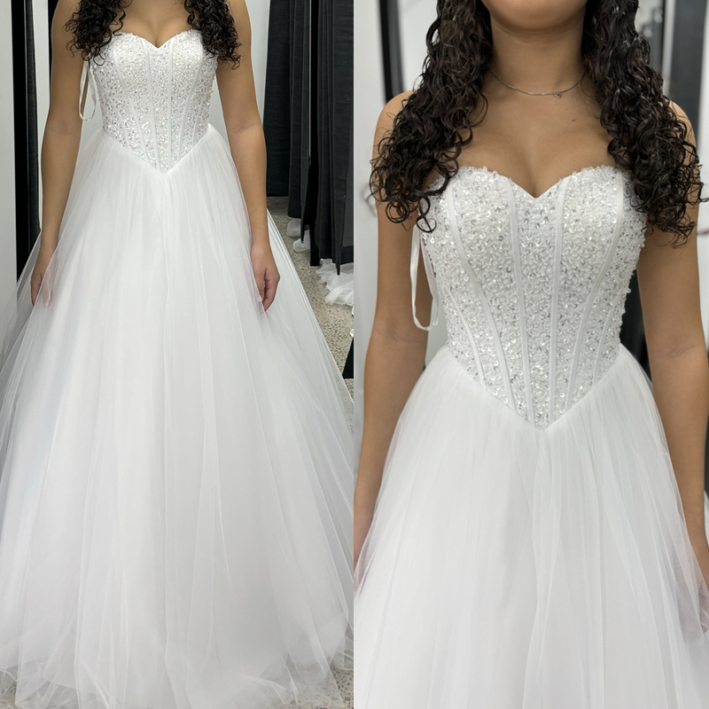 2024 Princess A Line Wedding Dresses Sequins Crystal Beaded Sweetheart Neck Sleeveless Corset Long Bridal Gowns Back Lace-Up Plus Size Vestido De Novi