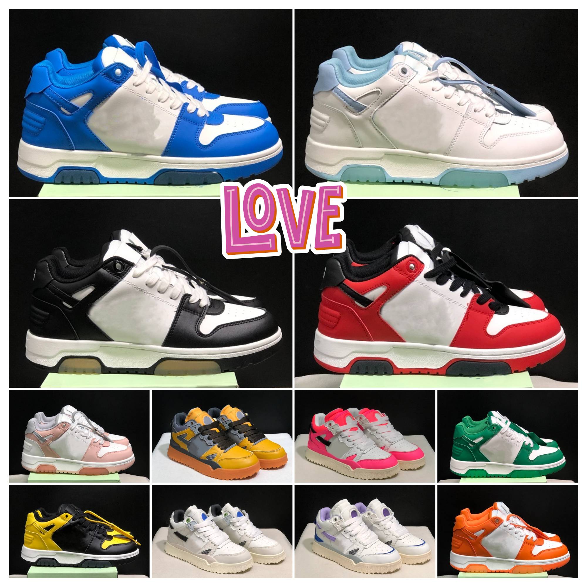 Designer Casual Shoes Out Of Office Sneaker offes Luxury For Walking Men Women Running White Black Navy Blue Panda Olive Vintage Distressed Sports Sneakers Trainers