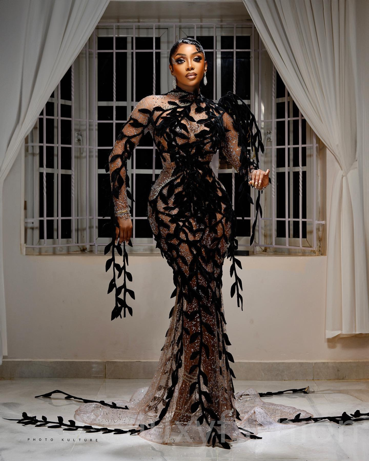 Aso Ebi 2024 Florals Mermaid Prom Dresses Beaded See Through Evening Party Formal Second Reception Birthday Enagement PromDress Gowns LF025