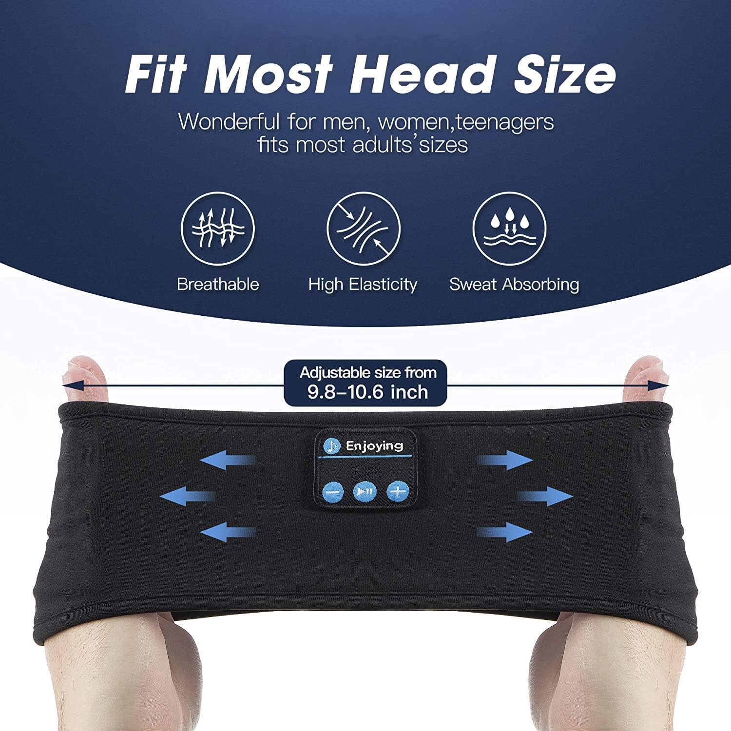 CASEiST Sleep Headband With Speaker Bluetooth Wireless Stereo Earphones Headphones Sleeping Headset Band Eye Mask Side Sleeper Headscarf Music Sports 