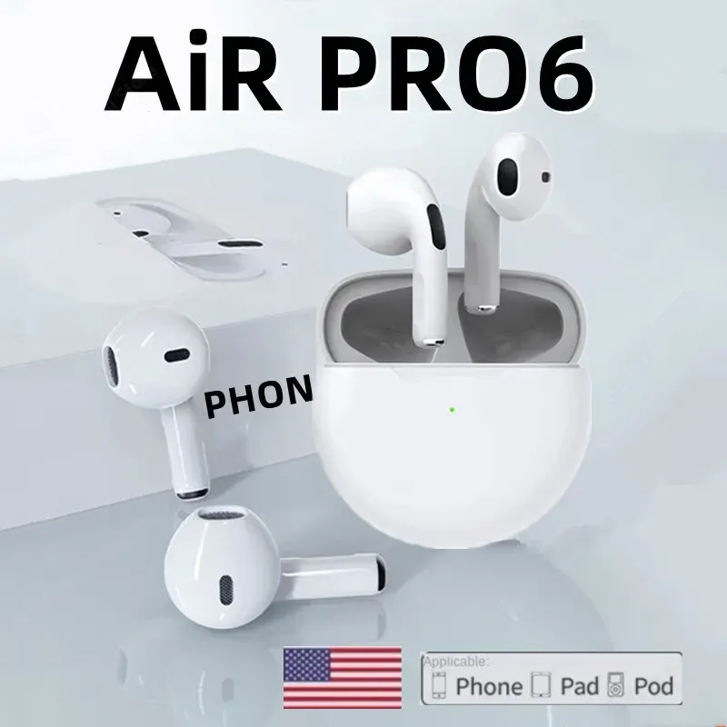 Pro 6 TWS Wireless Headphones with Mic Fone Bluetooth In Ear Earphones Sport Earbuds Running Pro6 Headset for IPhone Xiaomi Mobile Smart Phone