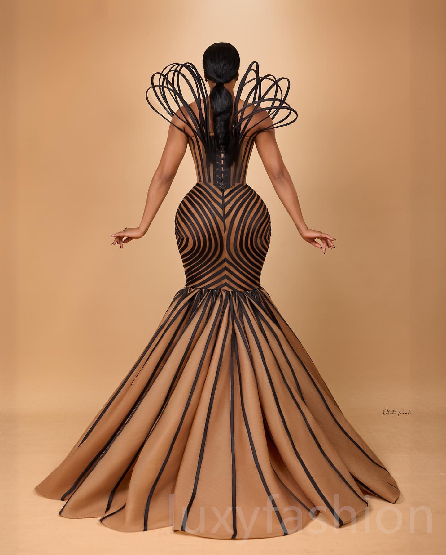 Aso Ebi 2024 Champagne Illusion Mermaid Prom Dresses Stylish Tulle Evening Party Formal Second Reception Birthday Enagement PromDress Gowns LF006