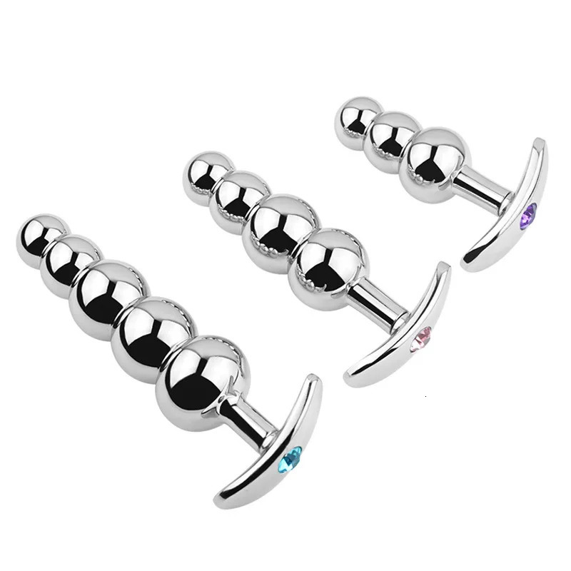 Metal Anal Beads Butt Plug Set Wearable Small Large Anal Plug G Spot Dildo Insert Vagina Extender Anus Sex Toy 240511