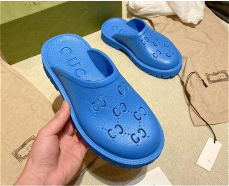 Perforated Slippers Men Women Platform Designer Sandals Wedge Rubber Cut-out Slide Transparent Materials Fashion Beach Flats Shoes EUR35-45