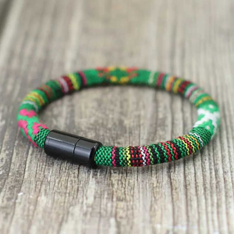 Charm Bracelets Bohemian Bracelet Tissu Men Magentic Lucky Fabric Braslet Minimalist Ethnic Brazalete Boyfriend Gift Pulseras Verano Homme Joias Y2405