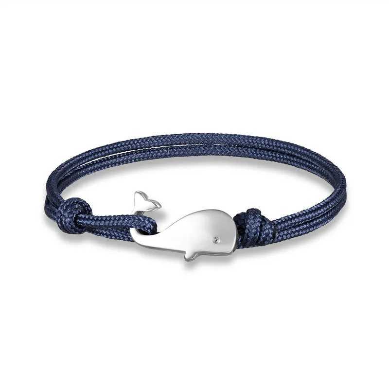 Charm Bracelets MKENDN Navy style Camping Parachute cord Whale Tail Anchor Bracelet Men Women 550 Paracord Jewelry Wrap Metal Hooks Y240510