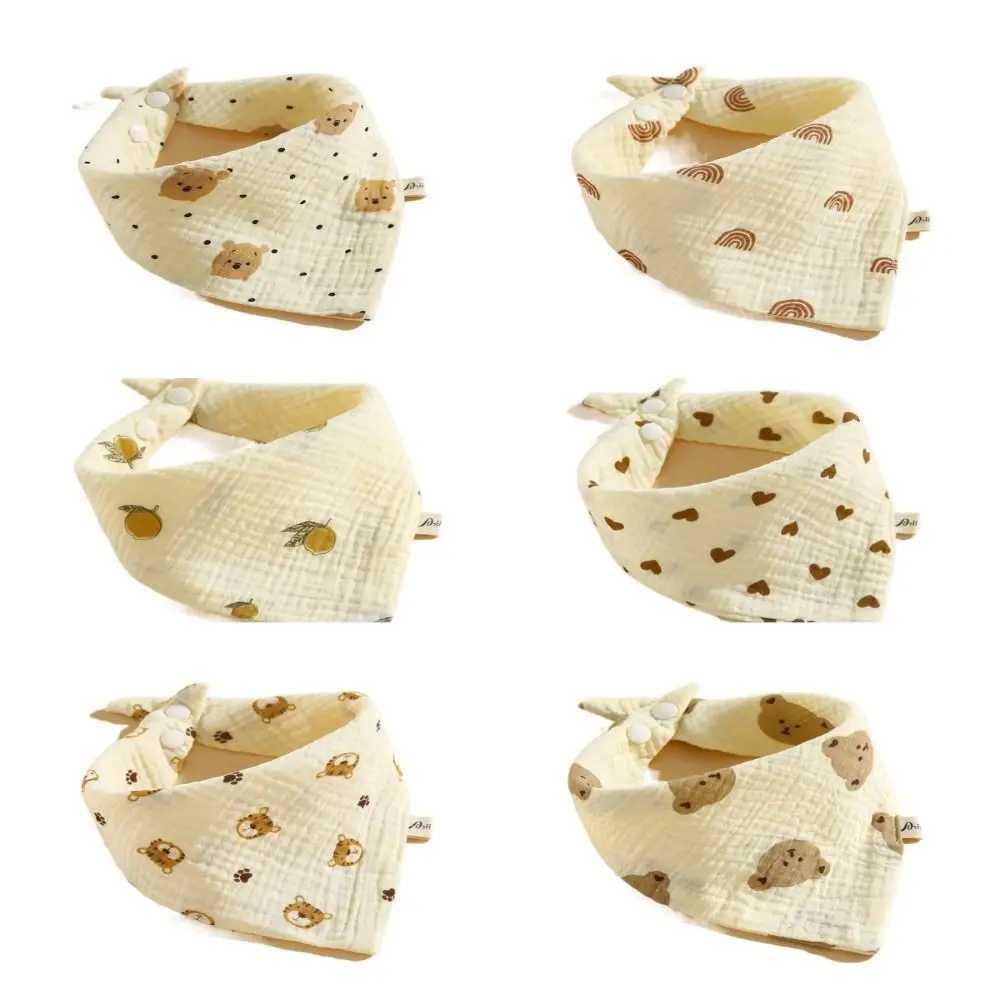 Bibs Burp Cloths Snap Button Baby Muslin Bibs Baby Accessory Printing Cotton Saliva Towel Soft Ruffle Burp Cloths NewbronL4812