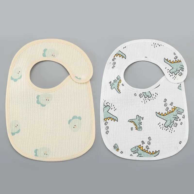 Bibs Burp Cloths 2pcs/set Summer Waterproof Baby Bibs New Cute Cotton Infant Bib Newborn Burp Cloths for Kids Boy Girl Soft Feeding Saliva TowelL4812