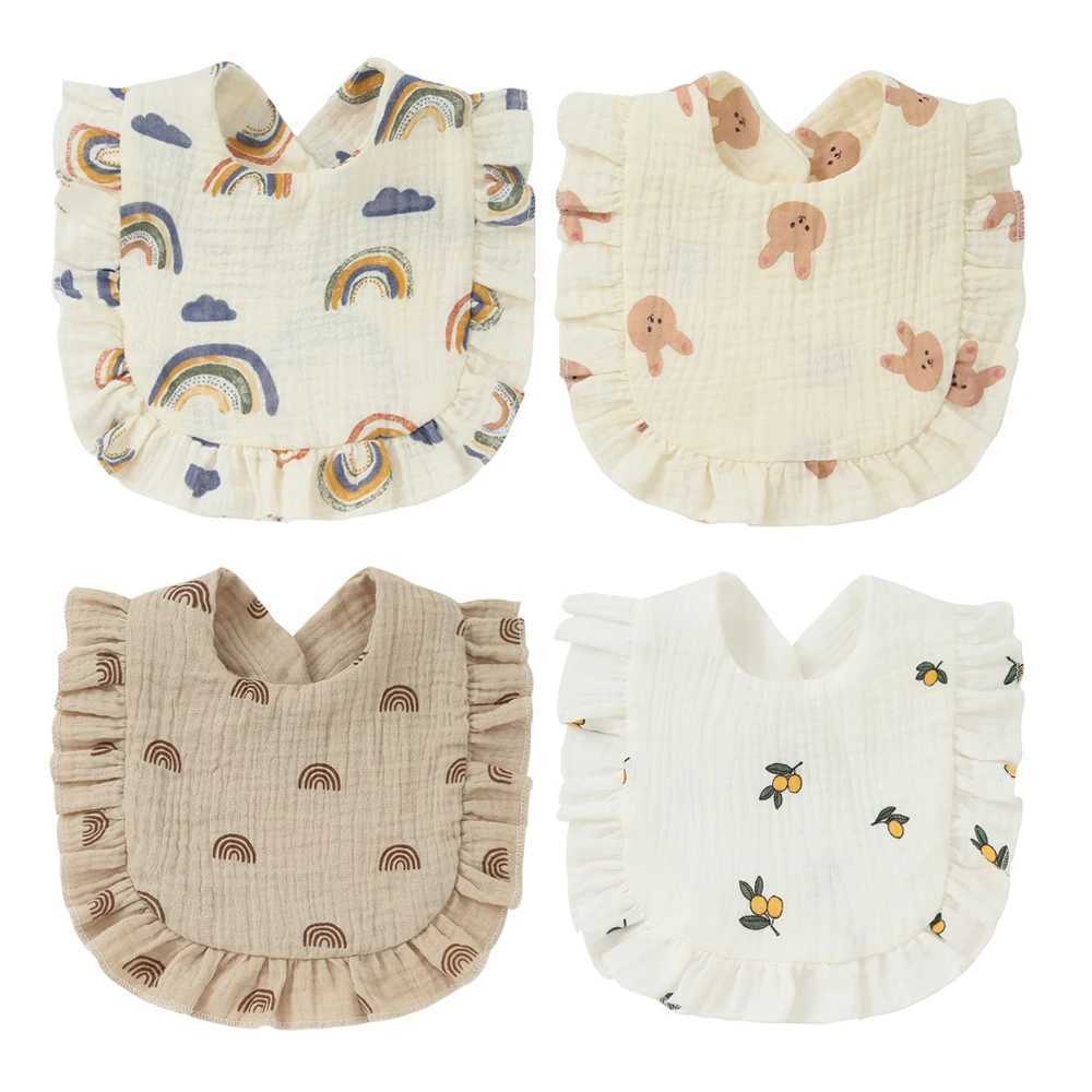 Bibs Burp Cloths 25 Colors Korean Style Baby Feeding Drool Bib Ruffle Floral Infants Saliva Towel Cotton Bibs Burp Cloths For Newborn Toddler KidL4812