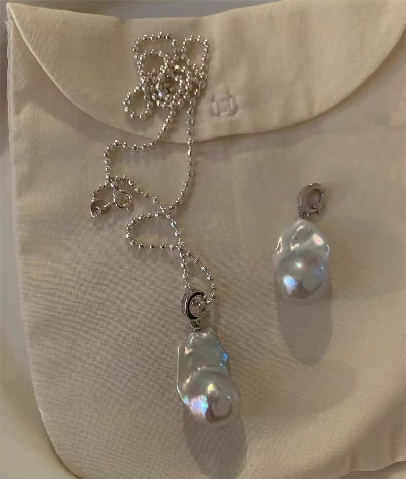 new Luxury Plated Stainless Steel Necklace Waterproof Jewelry Baroque Pearl Pendant Necklace