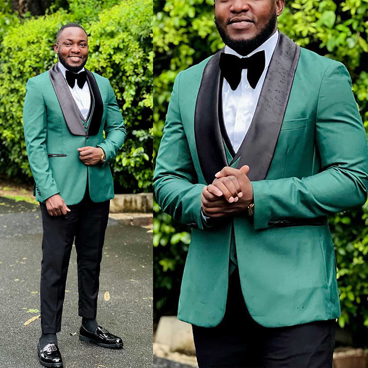 Fashion Mens Wedding Tuxedos Shawl Lapel Ceremony Groom Wear Party Birthday Black Pants Suits 2 Pieces