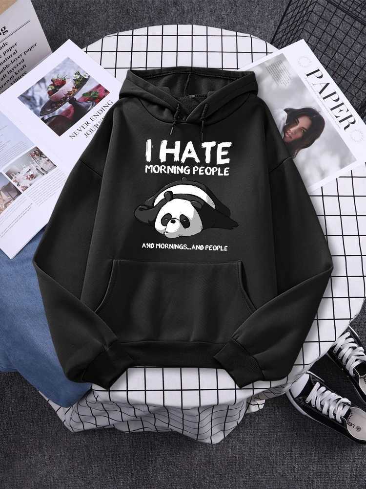 Men's Hoodies Sweatshirts Lazy Panda I Hate Morning People Prints Hoody Woman Casual Hoodies Plus Size Sweatshirt Harajuku Girl Autumn Warm Sudad