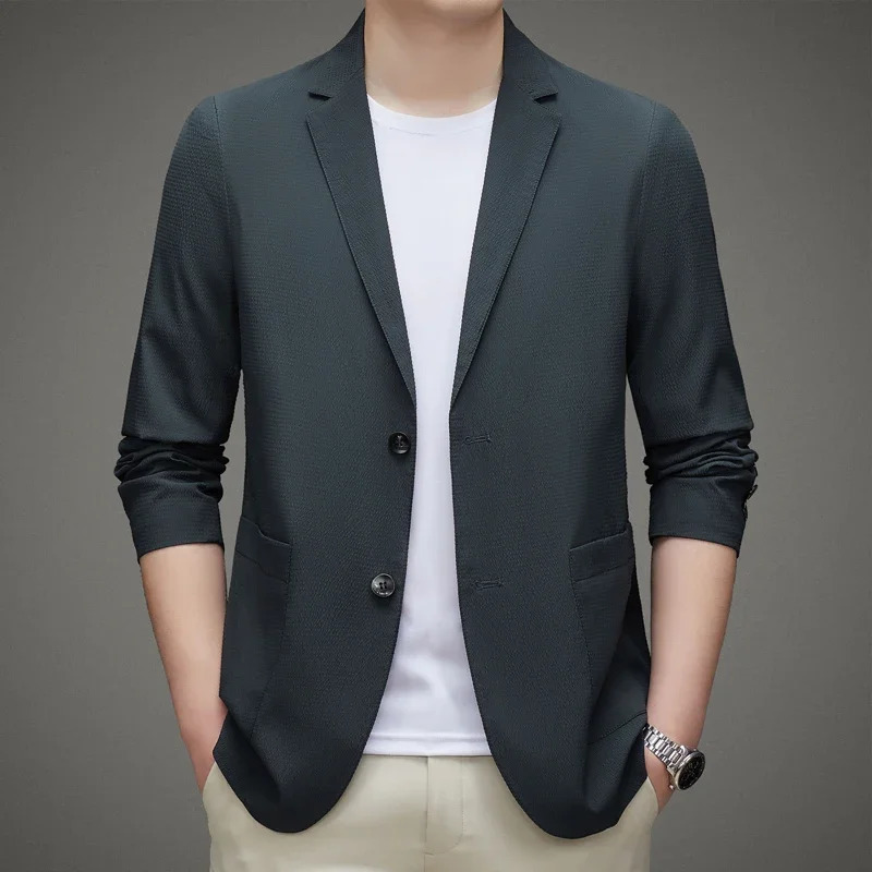 Mens suit jacket summer trend single piece middleaged and young casual temperament slim fit sun protection thin 240430