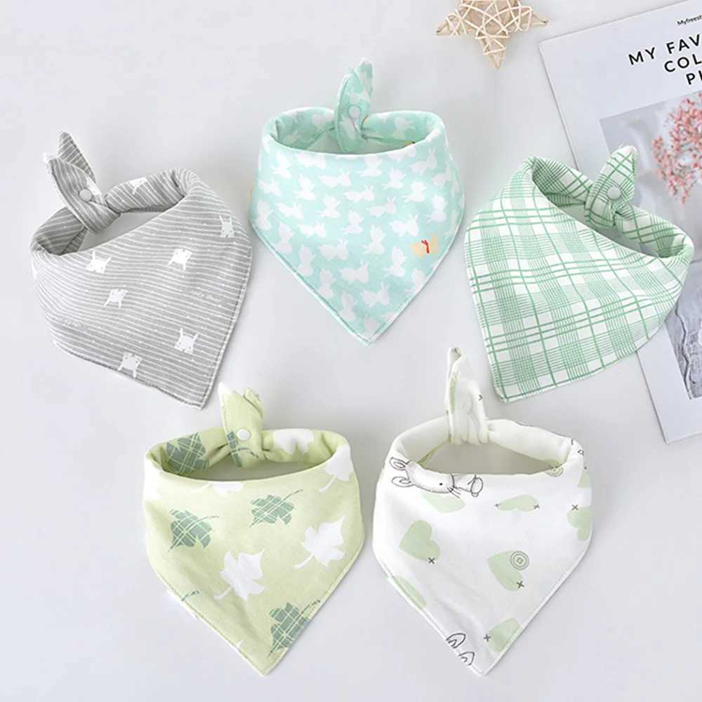 Bibs Burp Cloths 5pcs/lot Baby Bibs Triangle Double Cotton Bibs Cartoon Print Saliva Towel Baby Boys Girls Feeding Apron Cotton Bandana BibsL4812