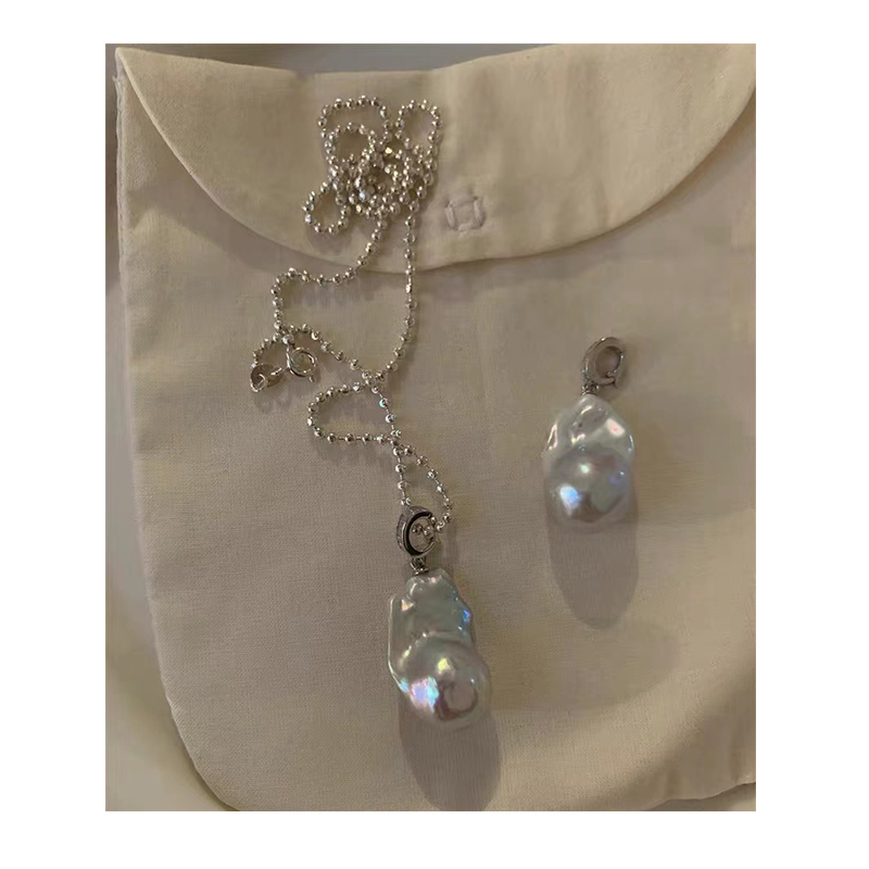 new Luxury Plated Stainless Steel Necklace Waterproof Jewelry Baroque Pearl Pendant Necklace
