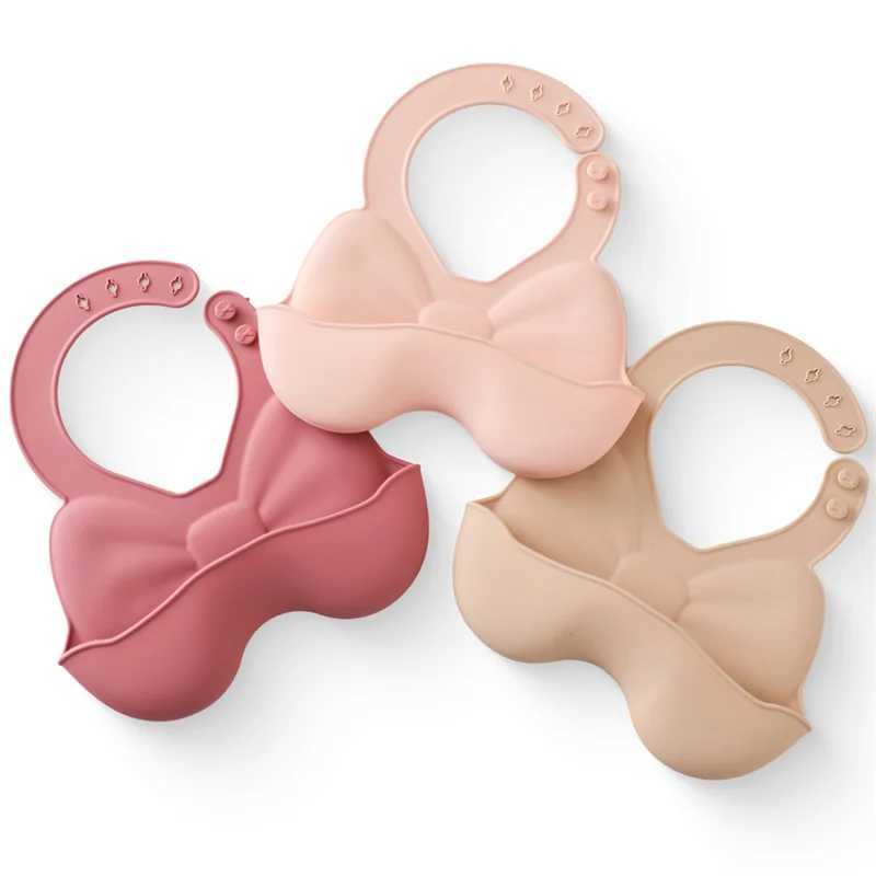 Bibs Burp Cloths Baby Waterproof Bibs Toddler Silicone Bibs Cute Bowknot Aprons Kids Bib Girl Boy Adjustable Soft Silicone Bib Baby FeedingL4812