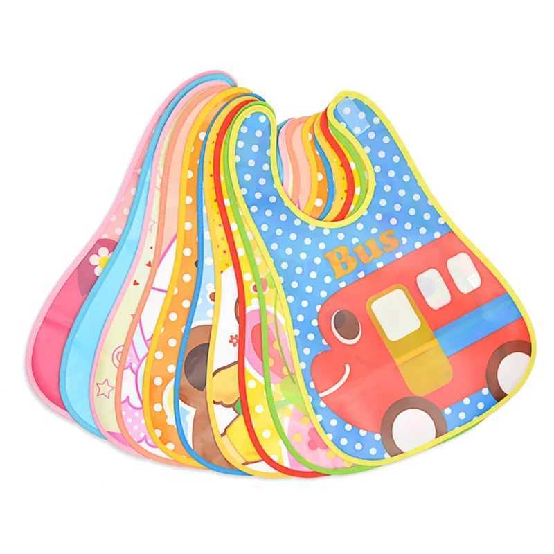 Bibs Burp Cloths Adjustable Baby Bibs EVA Plastic Waterproof Lunch Feeding Bibs Baby Cartoon Feeding Cloth Children Baby ApronL4812