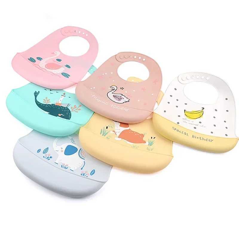 Bibs Burp Cloths Baby Bib Waterproof Silicone Feeding for Young Children Baby Saliva Towel Cartoon Apron Adjustable Cartoon BibL4812