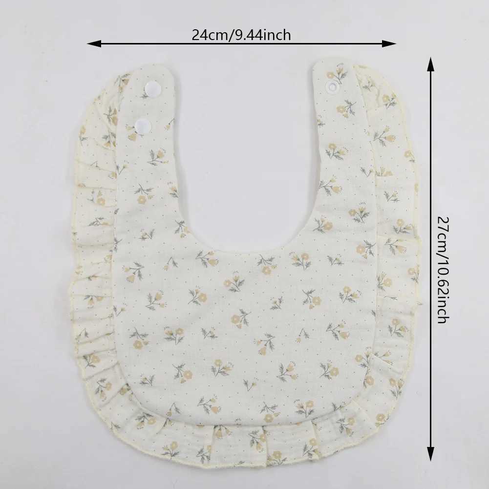 Bibs Burp Cloths Flower Print Baby Bibs Adjustable Snap Saliva Towel Ruffled Edge Muslin Cotton Burp Cloths Rainbow A Grade Girls Feeding ScarfL4812