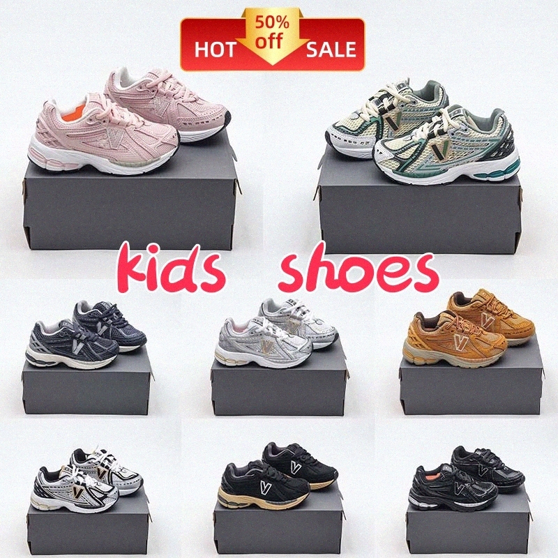 Kids 1906R Running boys girls Shoes 1906s Sneakers Sea Salt Marblehead White Red Silver Metallic Blue Runner Downtown Children Trainers5REG#