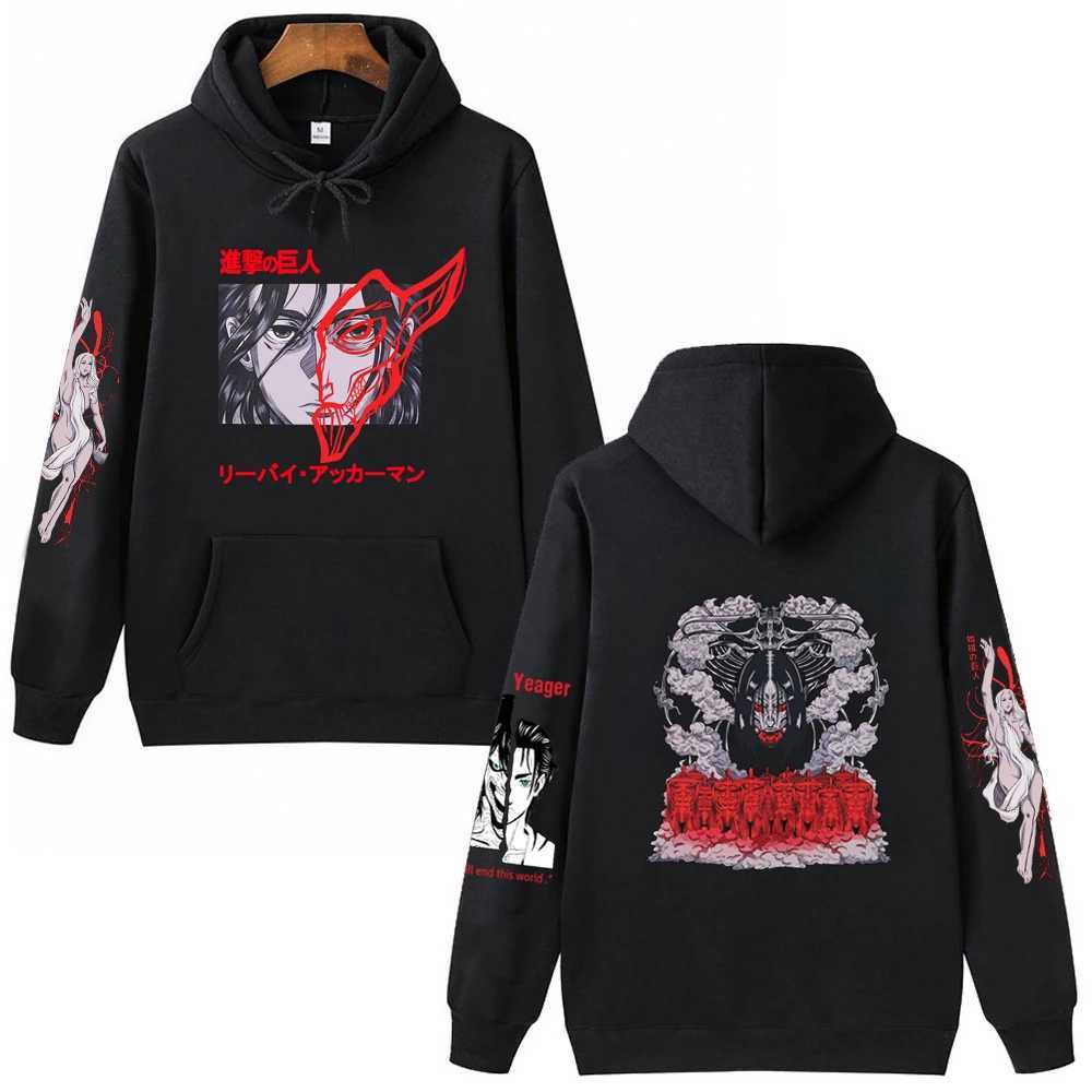 Men's Hoodies Sweatshirts Anime Attack On Titan Hooded Yeager Eren Print Plus Size Hoodie Men Women Sweatshirts Harajuku Unisex Long Slve Pullove