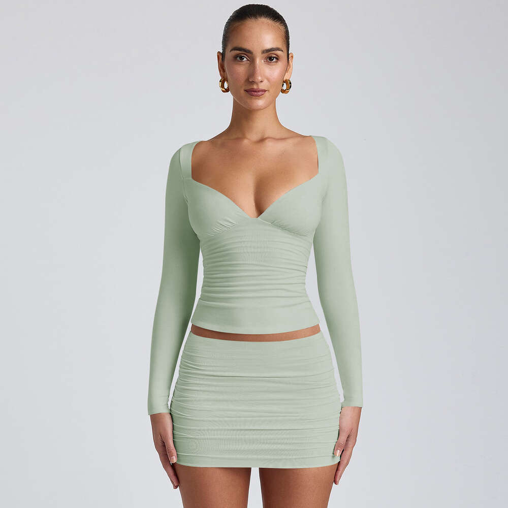 new Straight Y2K summer women's collar long sleeved T-shirt design with a light and mature style slim fit spicy girl top F51429 ddmySept nd mture