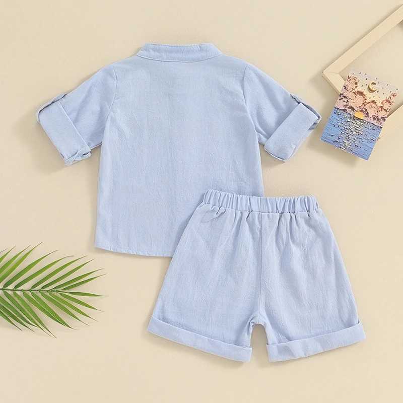 Clothing Sets 1-4years Baby Boy 2pcs Summer Outfit Short Sleeve Solid Color Button Up Shirt + Shorts Set Toddler Boys Clothes Set