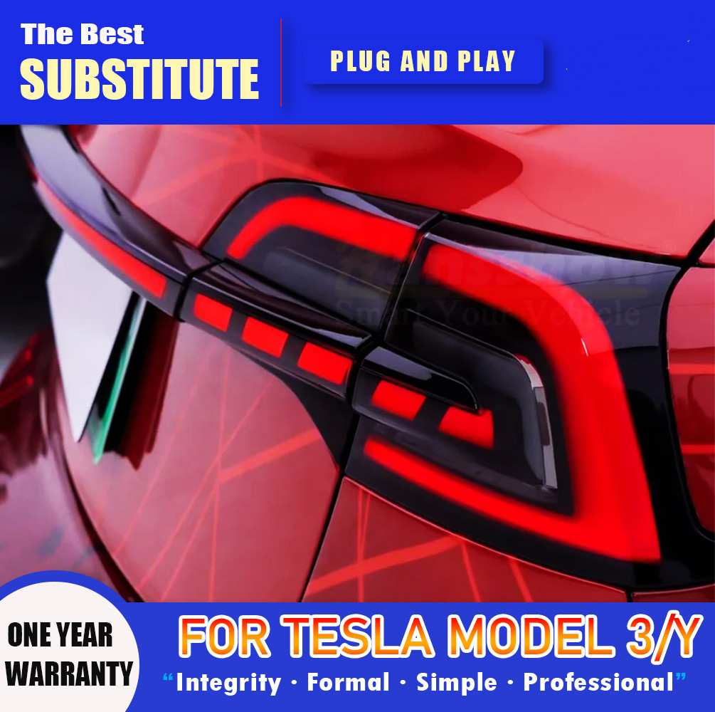 LED Taillight for Tesla Model 3 Model Y 20 18-20 23 Rear Brake Lights Starlink Cross Taillight Safety Lamp Turn Signal