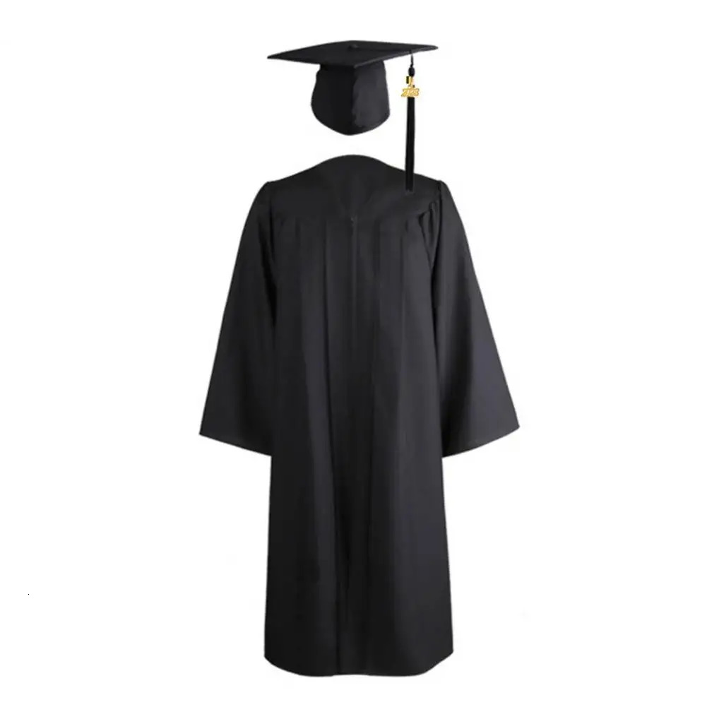 Graduation Gown Tassel Hat Zipper V Neck Loose Solid Color High School Bachelor Academic Dress Student Graduation Costume 240513
