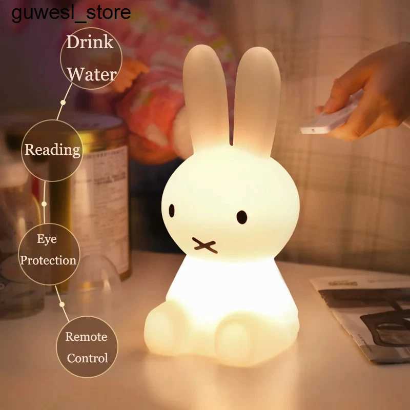 Night Lights Cute 3D Night Light Kawaii Animation Cartoon Rabbit Eye Protection Rechargeable Table Light Bedroom Childrens Bedside Light Campsite Ligh