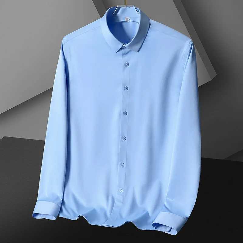 Men's Dress Shirts S-6XL High Quality Plus Size Mens Business Shirt Short Sleeve Wrinkle Free Shirt Professional Office Clothing Top Y240514
