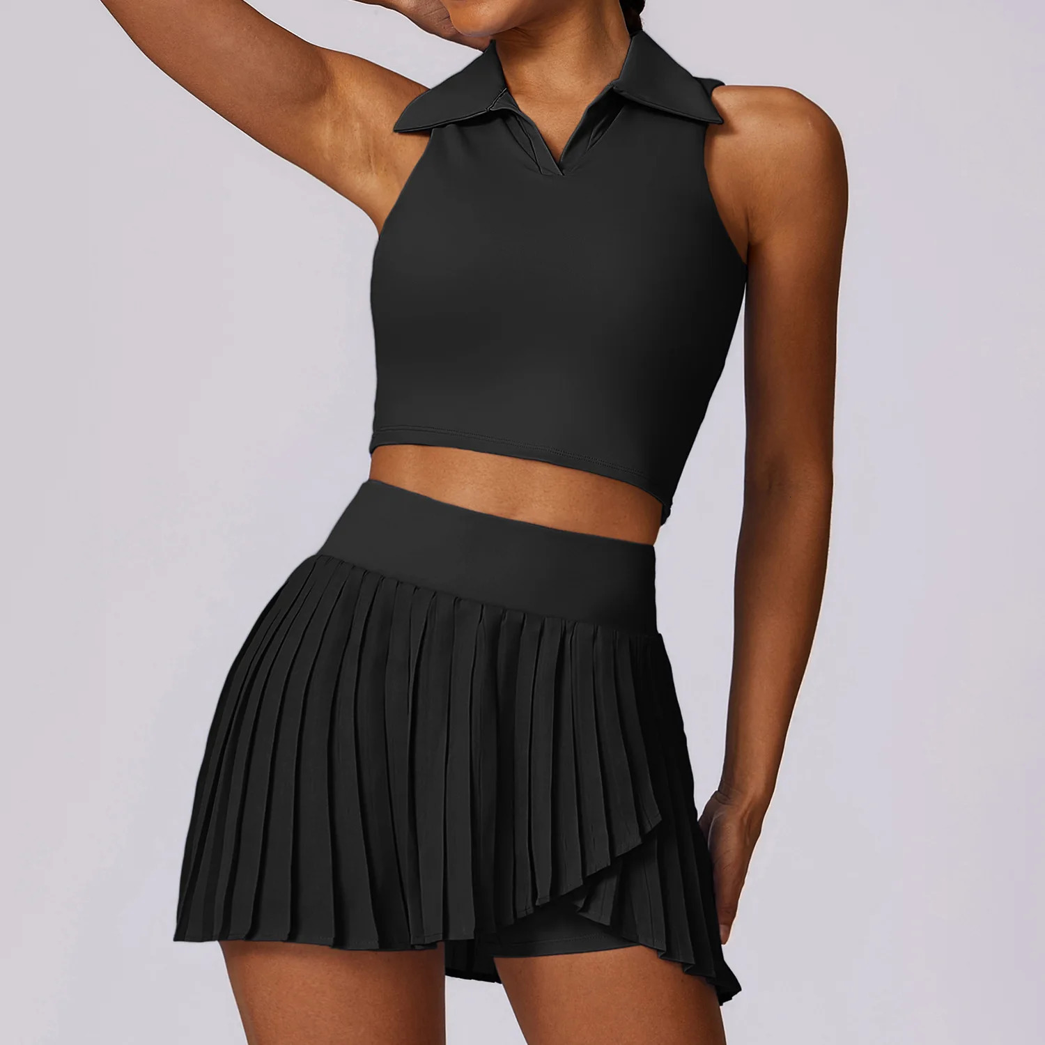 ventilate 2-Piece Yoga Tennis Set Gym Outer Wear Running Fiess Womens Golf Dance Badminton Sexy Skirt Sports Shorts 240514