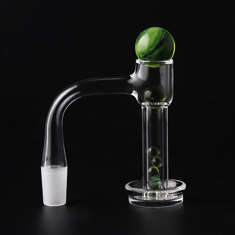 Beracky Beveled Edge Full Weld Clear Grid Bottom Terp Slurper Quartz Banger 20mm OD With Green Glass Pearl Set For Dab Rigs Water Pipes