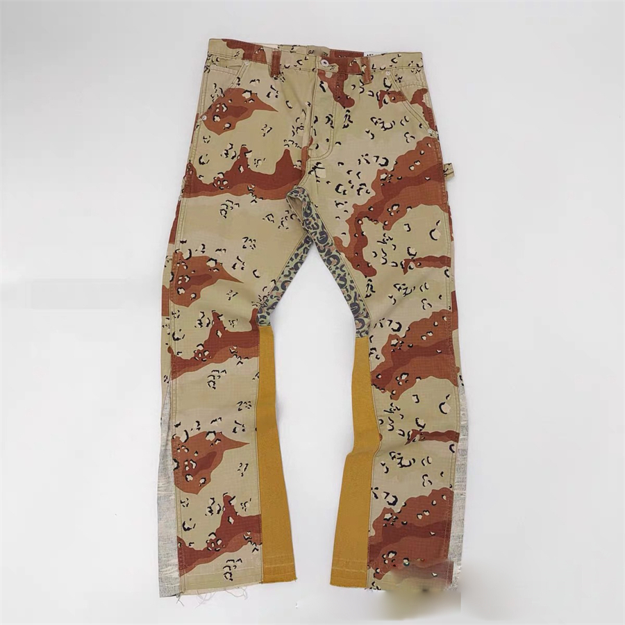 Women's Jeans Women Micro Flared mens Pants Splash Ink Graffiti Horn Retro Deconstructed Stitching Camouflage Couple