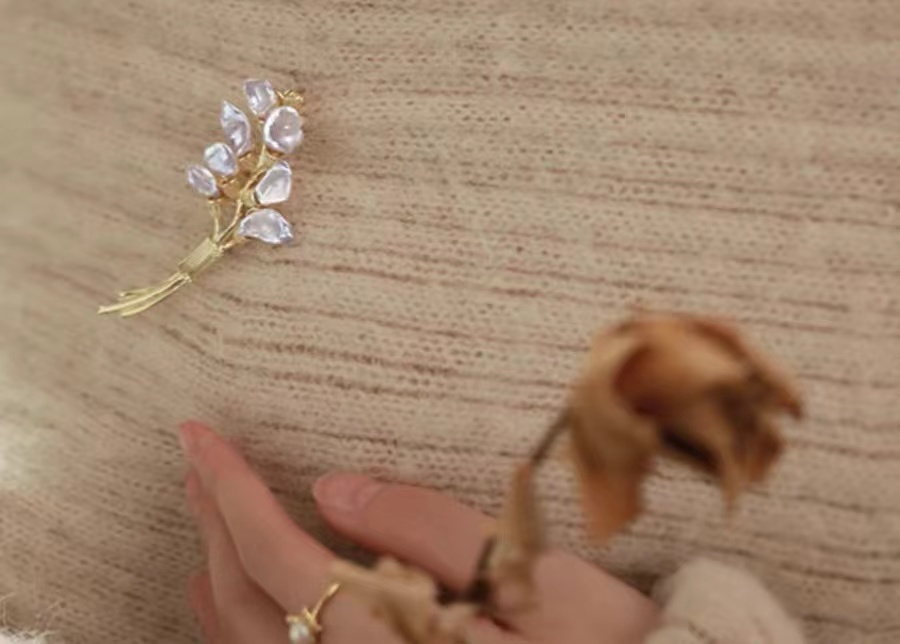 luxury jewelry wheat ear design brooch for women's fashionable jewelry rhinestone wheat ear set brooch