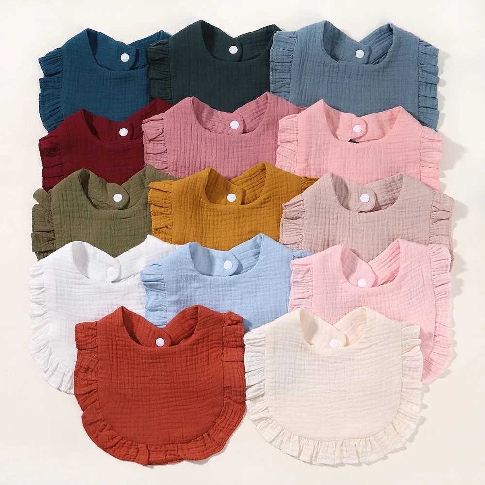 Bibs Burp Cloths Newborn Bibs Infant Burp Cloths Baby Stuff Feeding Drool Bandana Saliva Towel Toddler Ruffle Solid Color Bib Baby AccessoriesL4812