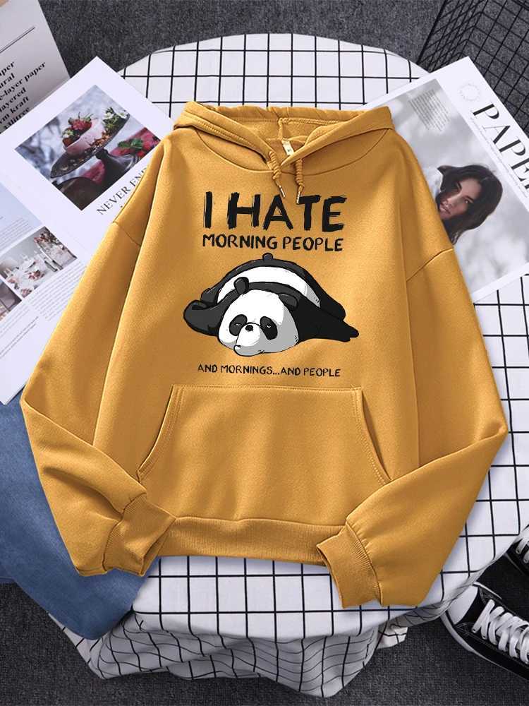 Men's Hoodies Sweatshirts Lazy Panda I Hate Morning People Prints Hoody Woman Casual Hoodies Plus Size Sweatshirt Harajuku Girl Autumn Warm Sudad