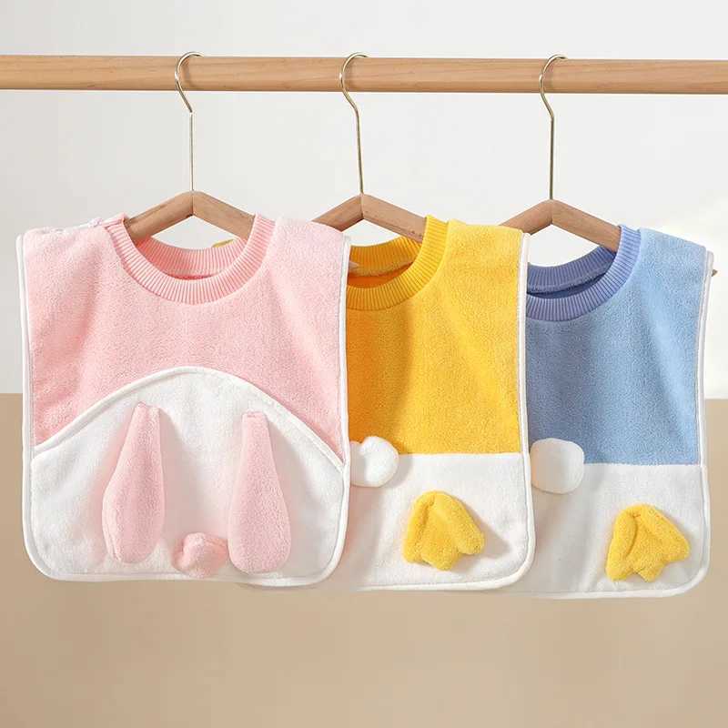 Bibs Burp Cloths Coral Velvet Baby Bibs Cartoon Waterproof Washcloth Infant Bib Burp Cloths Bandana Scarf for Kids Boy Girl Feeding Saliva TowelL4812