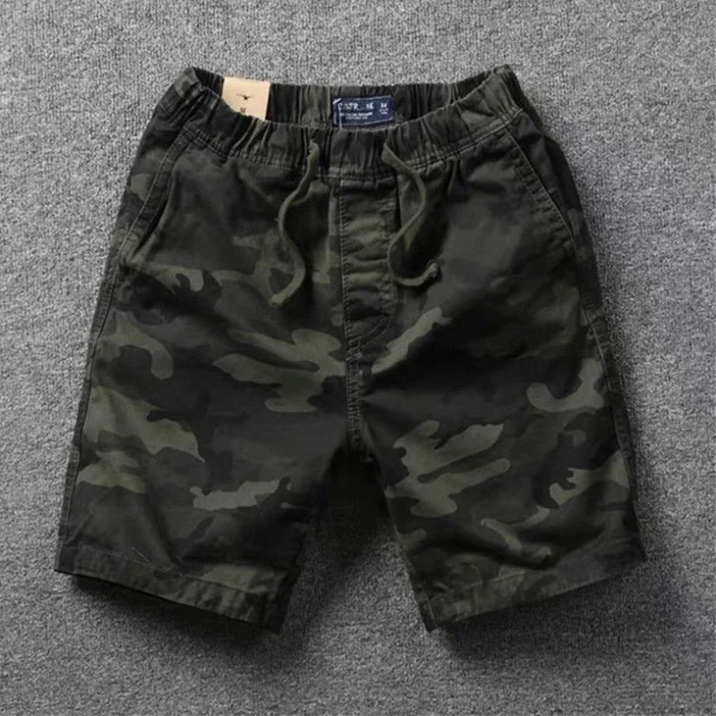 Mens Cargo Shorts Camo Camouflage with Draw String Male Short Pants Black Big and Tall Strech Clothing Comfortable Casual Homme 240508
