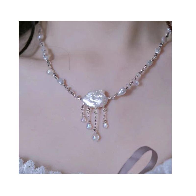 new Design Pearl Geometric Irregular Chain Necklace Fashionable Temperament Clavicle Chain Simple Necklace