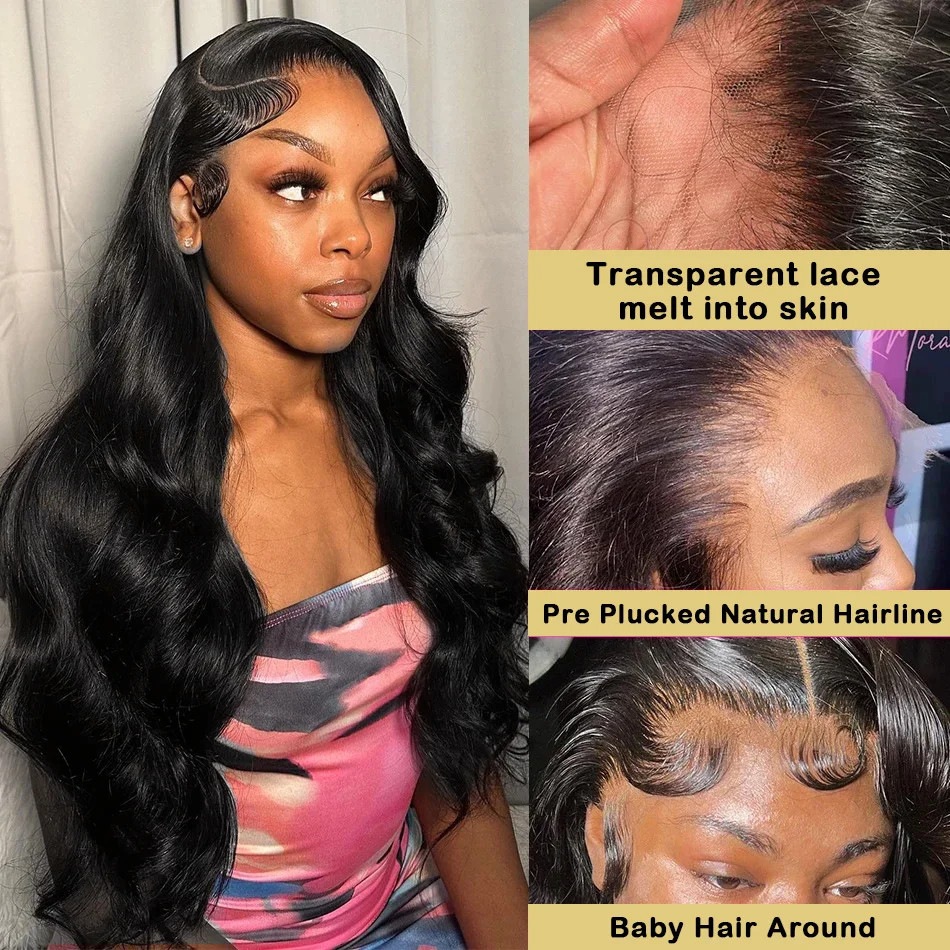 HD Transparent Body Wave Lace Front Human Hair Wigs For Black Women 4x4 13x4 Lace Frontal Closure Wig Pre Plucked