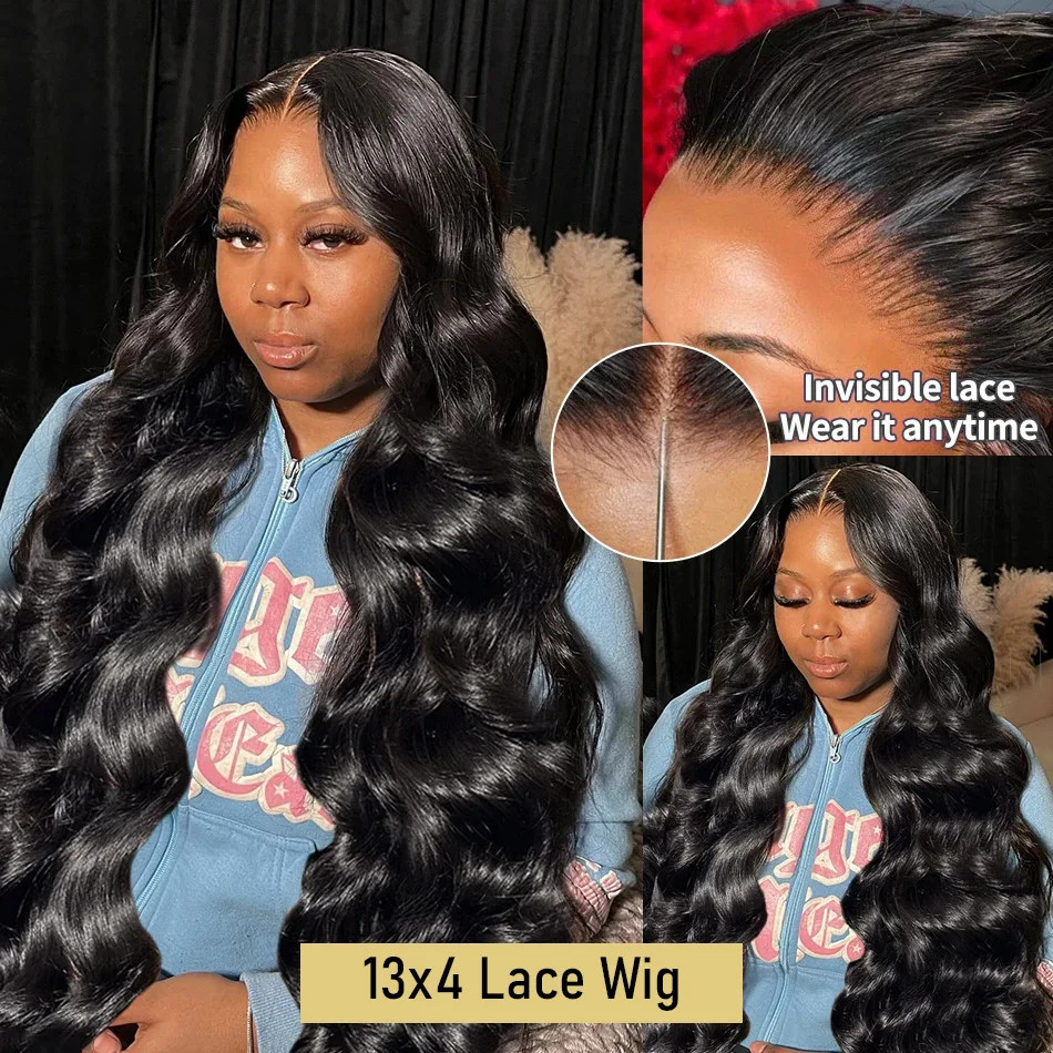 HD Transparent Body Wave Lace Front Human Hair Wigs For Black Women 4x4 13x4 Lace Frontal Closure Wig Pre Plucked