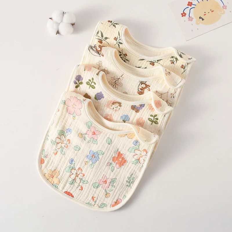 Bibs Burp Cloths New 6 Layers Cotton Gauze Baby Bibs U-shaped Print Saliva Towel Newborn Burp Cloths Bandana Scarf for Boy Girl Feeding Drool BibL4812