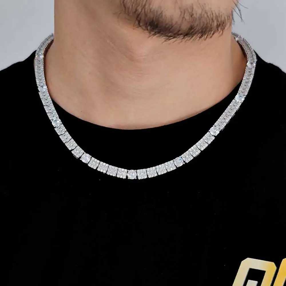 Tennis 6mm wide CZ cubic zirconia square sparkling tennis chain necklace as a Christmas gift for her/him mens diamond jewelry d240514