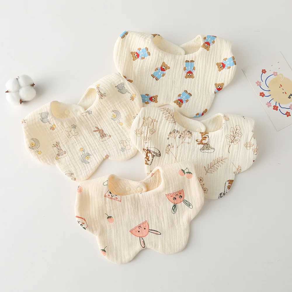 Bibs Burp Cloths Korean Style Cotton Gauze Baby Feeding Bibs Summer Soft Petal Infants Print Saliva Towel Newborn Toddler Burp Cloth Kids Bib NewL4812