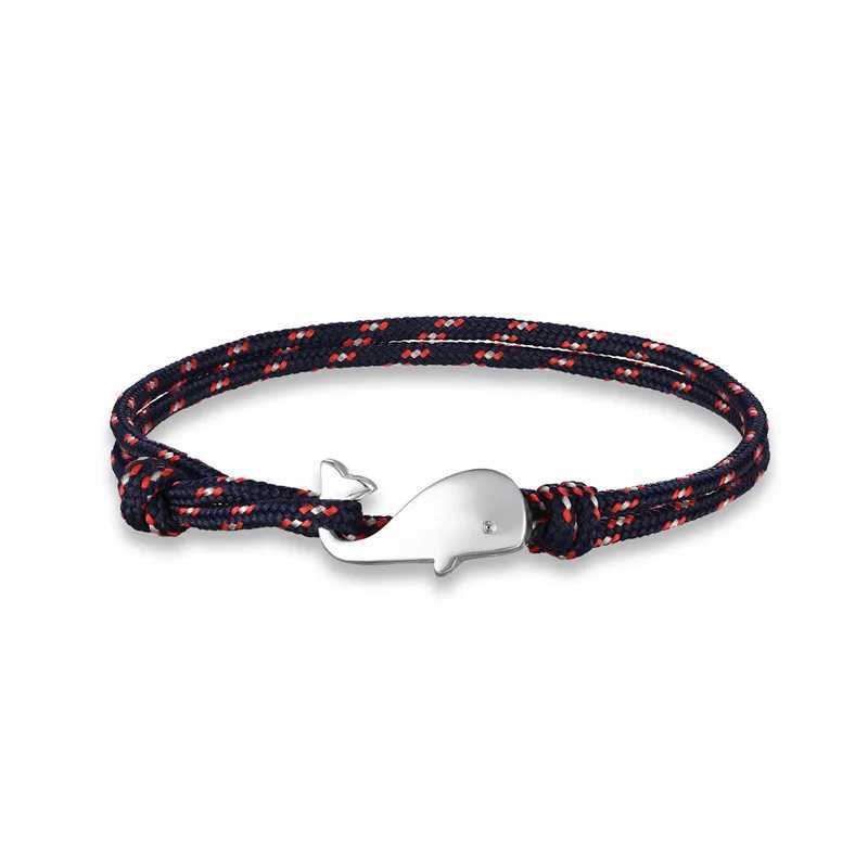 Charm Bracelets MKENDN Navy style Camping Parachute cord Whale Tail Anchor Bracelet Men Women 550 Paracord Jewelry Wrap Metal Hooks Y240510