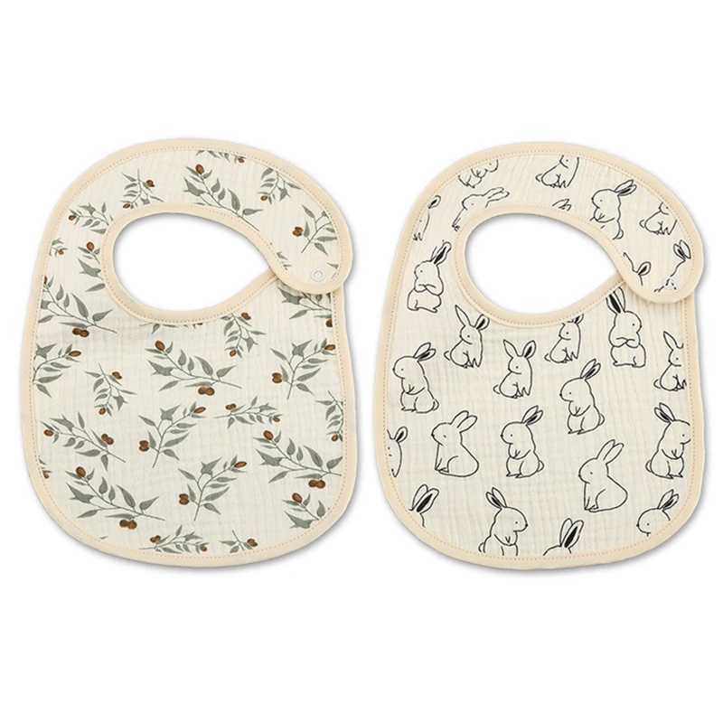 Bibs Burp Cloths 2pcs/set Cotton Waterproof Baby Bibs Summer Infant Bib Newborn Burp Cloths Bandana for Kids Boys Girls Soft Feeding Saliva TowelL4812
